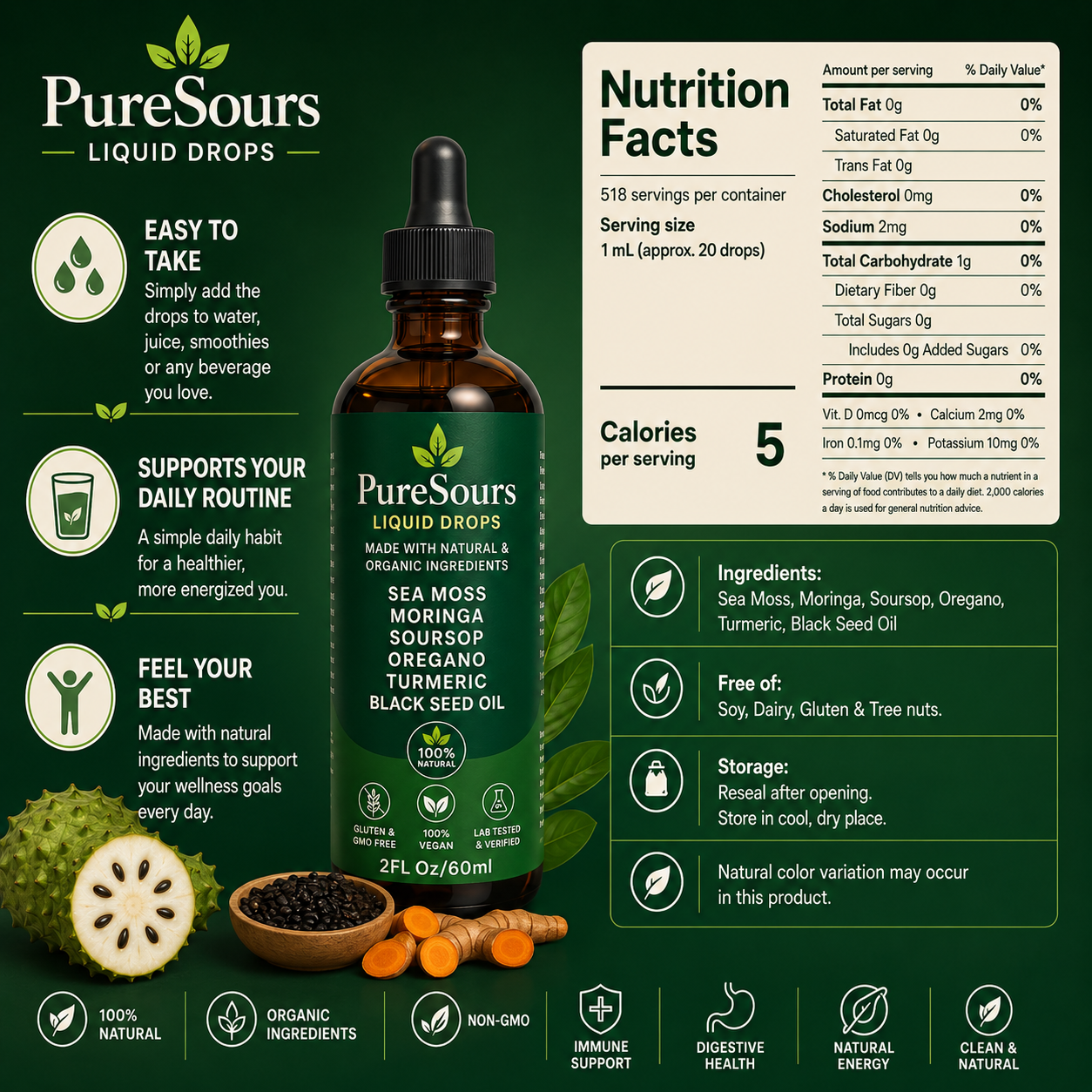 Pure Soursop 10 in 1 Liquid Drops Extract